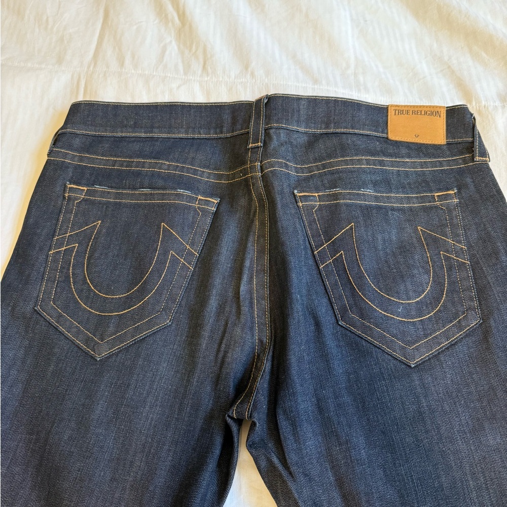 Men’s True Religion Ricky Relaxed Straight Dark Denim Jeans 40" Waist,34" Inseam